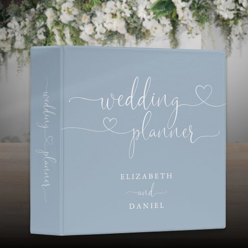 Dusty Blue Heart Script Wedding Planner