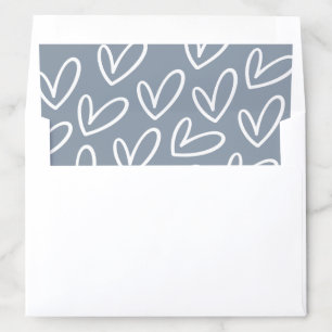 Dusty Blue Hearts Minimalist Script Bridal Shower Envelope Liner