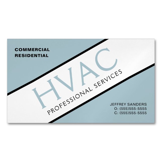 Dusty Blue Heating & Cooling HVAC Business Card Magnet (Front)