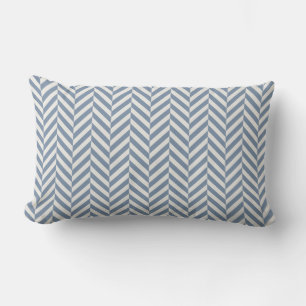 Dusty Blue Herringbone Geometric Lumbar Pillow