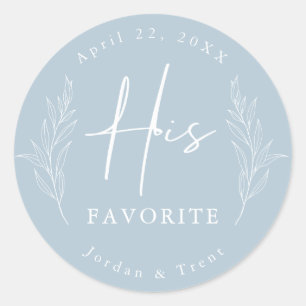 Dusty Blue His Favorite Wedding Favor Sticker