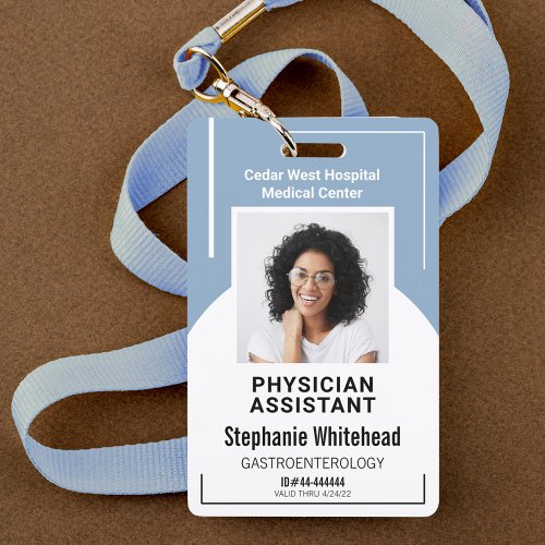 Dusty Blue Hospital Medical Employee Photo ID Badge