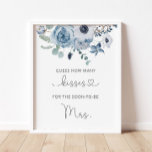 Dusty blue how many kisses bridal shower poster<br><div class="desc">Dusty blue how many kisses bridal shower poster
Matching items available.</div>