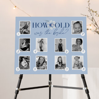 Dusty Blue How Old Was The Bride Photo Game Foam Board