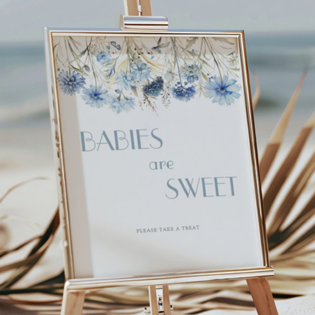 DUSTY Blue Hydrangea Baby Shower Babies Are Sweet Poster (Creator Uploaded)