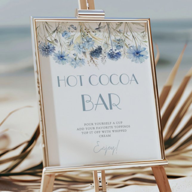DUSTY Blue Hydrangea Baby Shower Hot Cocoa Bar Poster (Creator Uploaded)