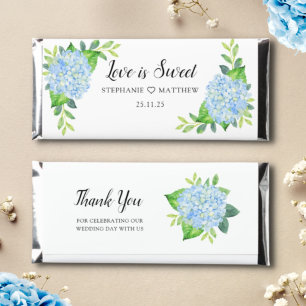 Dusty Blue Hydrangea Botanical Wedding Hershey Bar Favors
