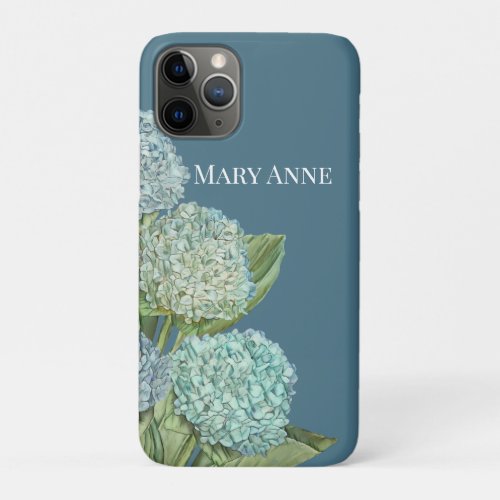 Dusty Blue Hydrangea Bouquet iPhone 11 Pro Case