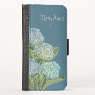 Dusty Blue Hydrangea Bouquet iPhone X Wallet Case
