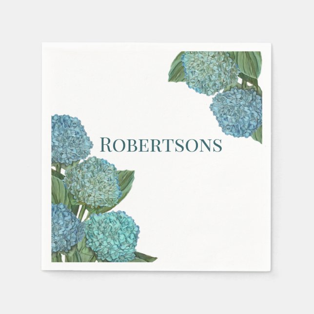Dusty Blue Hydrangea Bouquet Napkins (Front)