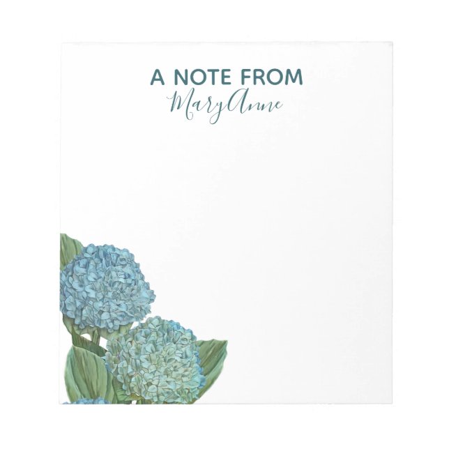 Dusty Blue Hydrangea Bouquet Notepad (Front)