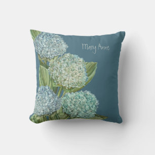 Dusty Blue Hydrangea Bouquet Throw Pillow
