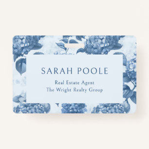 Dusty Blue Hydrangea Elegant Real Estate Agent Badge