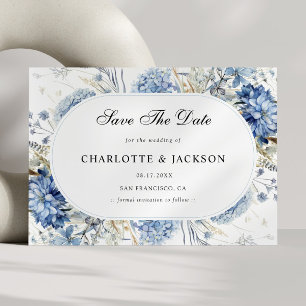Dusty Blue Hydrangea Floral Romance Save The Date
