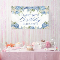 Dusty Blue Hydrangea Flowers Roses Happy Birthday