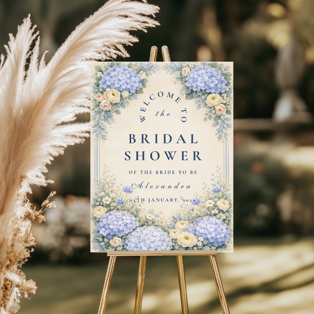 Dusty Blue Hydrangea Garden Bridal Shower Foam Board (Creator Uploaded)