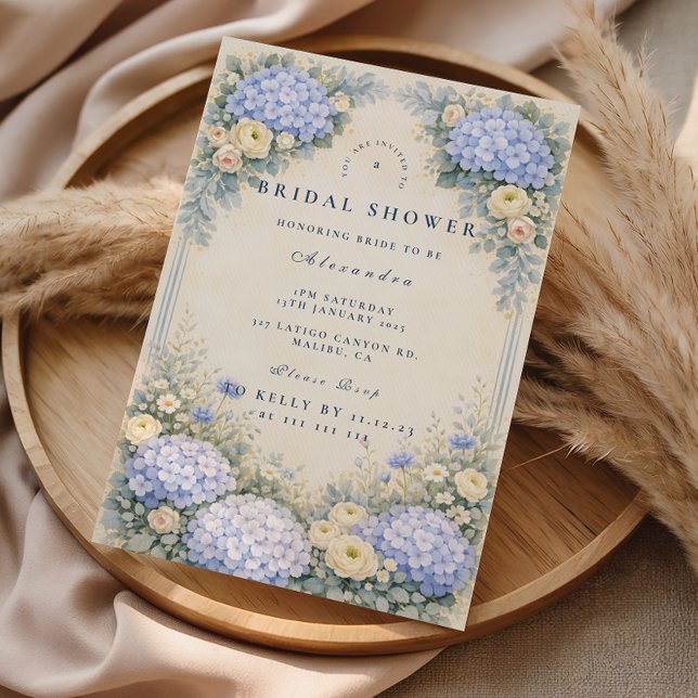 Dusty Blue Hydrangea Garden Bridal Shower Invitation (Creator Uploaded)