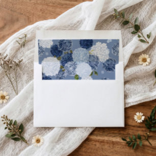 Dusty Blue Hydrangea Greenery Wedding Invitation Envelope Liner