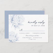 Dusty Blue Hydrangea Meal Options RSVP Card