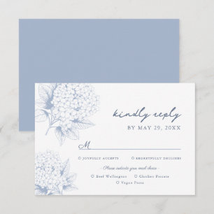 Dusty Blue Hydrangea Meal Options RSVP Card