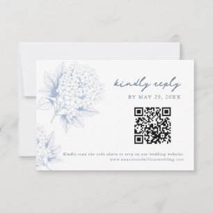 Dusty Blue Hydrangea QR Code RSVP Card