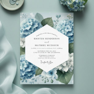 Dusty Blue Hydrangea Romance Wedding Invitation