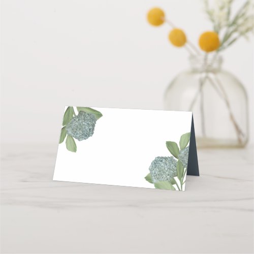 Dusty Blue Hydrangea Simple Elegant Floral Place Card