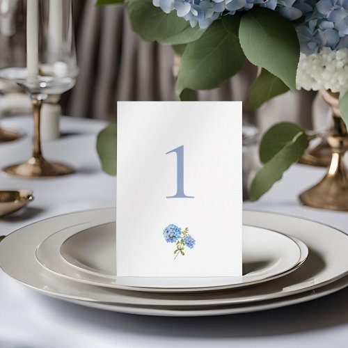 Dusty Blue Hydrangea Table Wedding Flat Card
