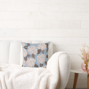 Dusty Blue Hydrangea Throw Pillow