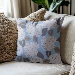 Dusty Blue Hydrangea Throw Pillow