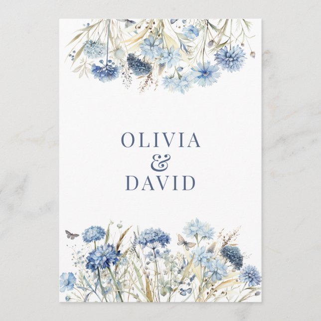 Dusty Blue Hydrangea Wedding Ceremony Program (Front)