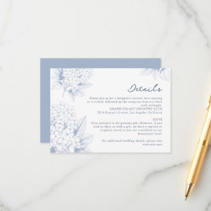 Dusty Blue Hydrangea Wedding Details Enclosure Card
