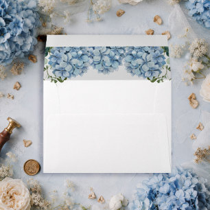 Dusty Blue Hydrangea Wedding Invite Envelope Liner