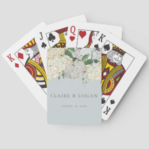 Dusty Blue Hydrangea Wedding Poker Cards