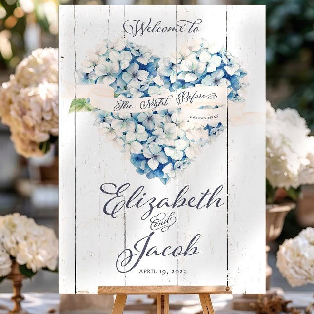 Dusty Blue Hydrangea Wedding Rehearsal Dinner Sign (Creator Uploaded)