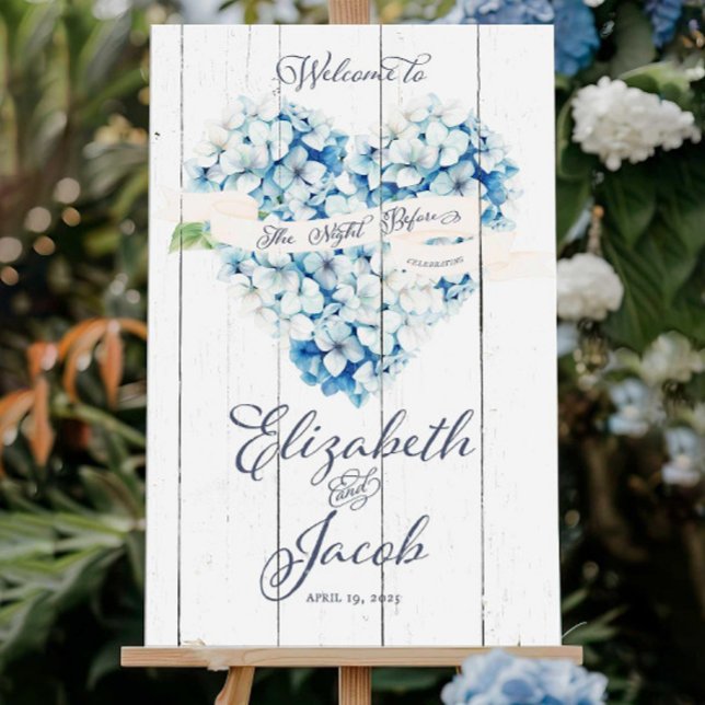 Dusty Blue Hydrangea Wedding Rehearsal Dinner Sign (Creator Uploaded)