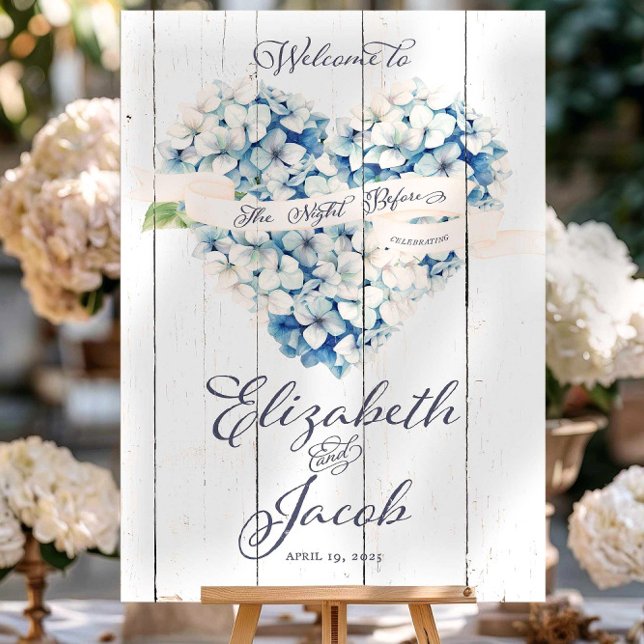 Dusty Blue Hydrangea Wedding Rehearsal Dinner Sign (Creator Uploaded)