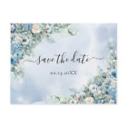 Dusty Blue Hydrangea White Roses Save the Date