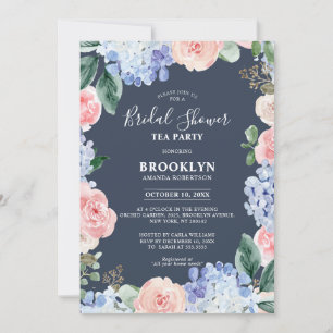 Dusty blue hydrangeas Bridal Shower Tea Party Invi Invitation