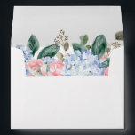 Dusty blue hydrangeas pastel pink roses wedding envelope<br><div class="desc">Modern wedding envelope featuring light blue/ dusty blue watercolor hydrangeas with pastel pink , blush, peach , white roses, peonies, sage eucalyptus leaves, branches and foliage. Muted soft and dreamy romantic shades spring summer watercolor floral designs to match with your themed wedding. Please find more matching designs and variations from...</div>