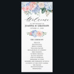 Dusty blue hydrangeas pastel pink roses wedding program<br><div class="desc">Modern wedding program card featuring light blue/ dusty blue watercolor hydrangeas with pastel pink , blush, peach , white roses, peonies, sage eucalyptus leaves, branches and foliage. Muted soft and dreamy romantic shades spring summer watercolor floral designs to match with your themed wedding. Please find more matching designs and variations...</div>