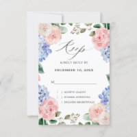 Dusty blue hydrangeas pastel pink roses wedding
