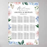 Dusty Blue hydrangeas Wedding Seating Chart