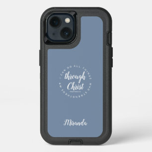 Dusty Blue I Can Do All Things Through Christ iPhone 13 Case