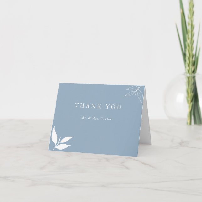 Dusty Blue I Minimalist & Modern I Branch Leaves Thank You Card (Front)