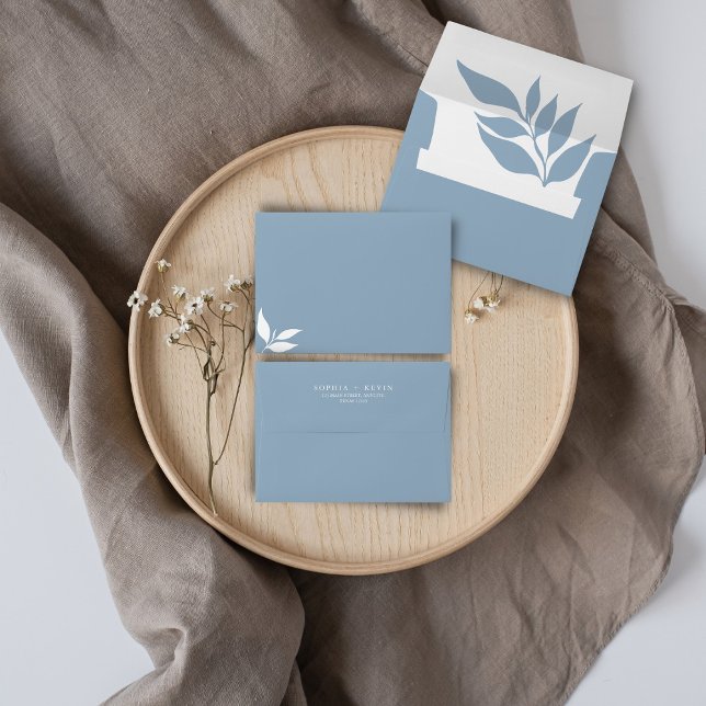 Dusty Blue I Modern Minimalist I Branch Leaves     Envelope (Creator Uploaded)