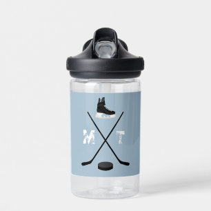 Dusty Blue Ice Hockey Classic Distressed Monogram Water Bottle