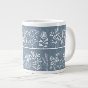 Dusty Blue Imaginary Botanical Herbarium Plants Giant Coffee Mug