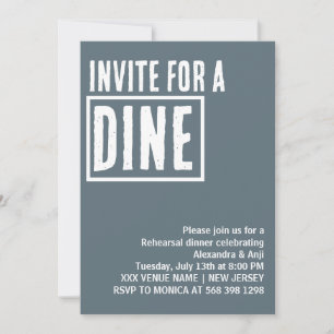Dusty Blue Invite For a Dine Rehearsal Dinner