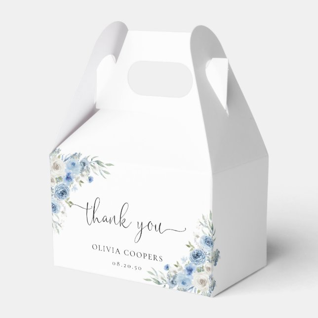 Dusty Blue Ivory Baby Shower Favor Box (Front Side)